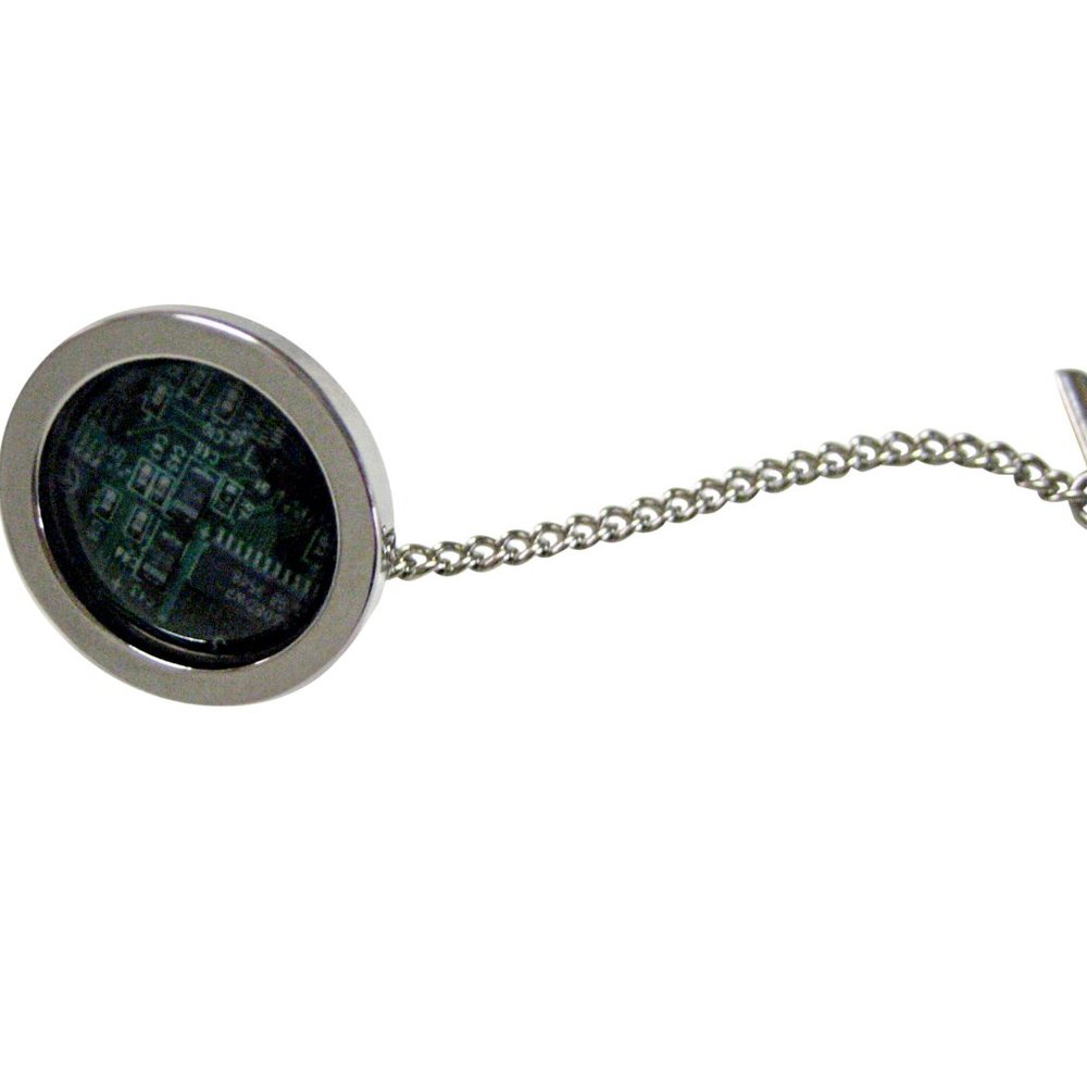 Circular Green Computer Circuit Board Tie Tack - image 1